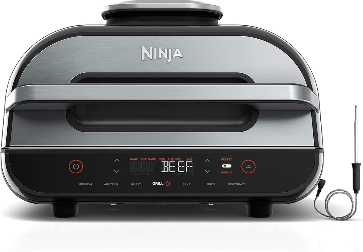 New Smart XL 6-in-1 Indoor Grill – Air Fry, Roast, Bake, Broil & Dehydrate with Smart Thermometer
