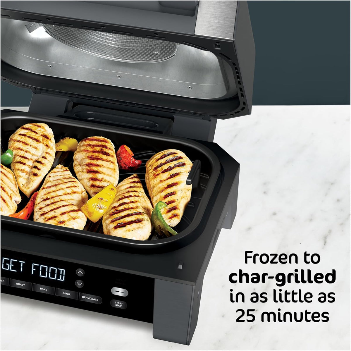 New Smart XL 6-in-1 Indoor Grill – Air Fry, Roast, Bake, Broil & Dehydrate with Smart Thermometer