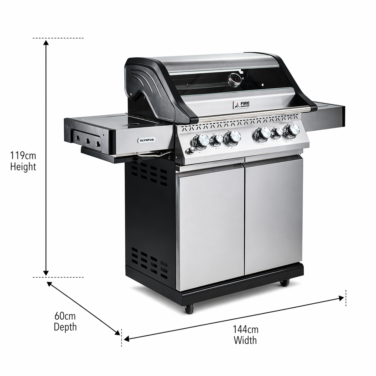 Fire Mountain Olympus Stainless Steel 6 Burner Gas BBQ (4+2)