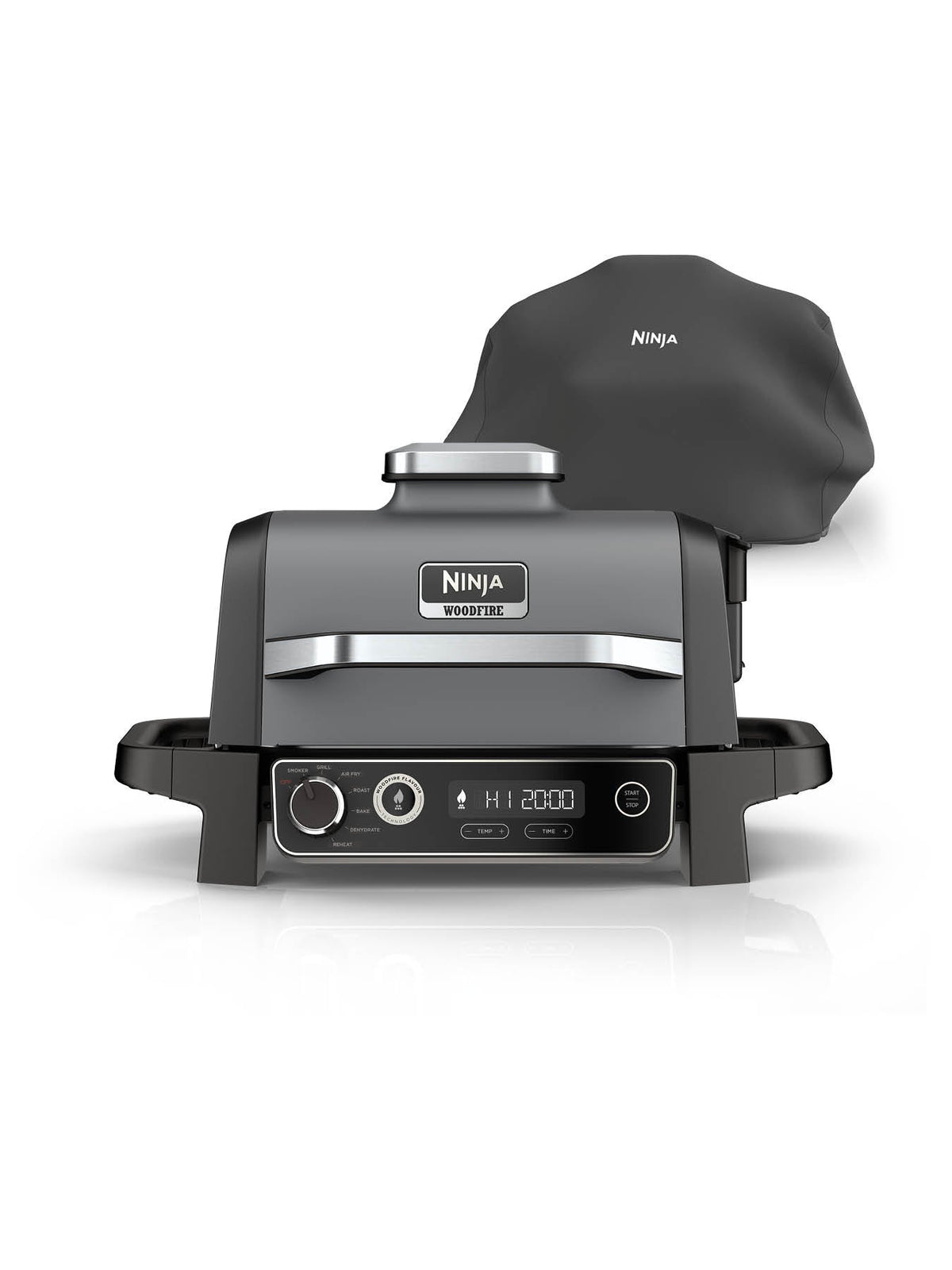 Ninja OG703UK Outdoor Woodfire Electric BBQ Grill & Smoker with Cover - Black