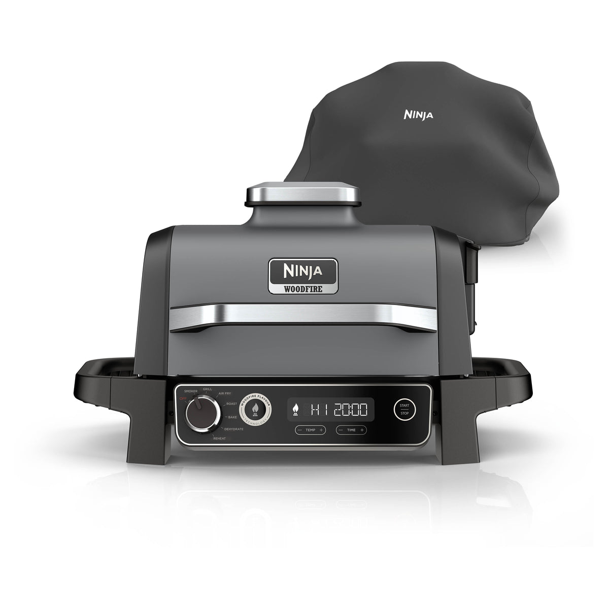 Ninja OG703UK Outdoor Woodfire Electric BBQ Grill & Smoker with Cover - Black