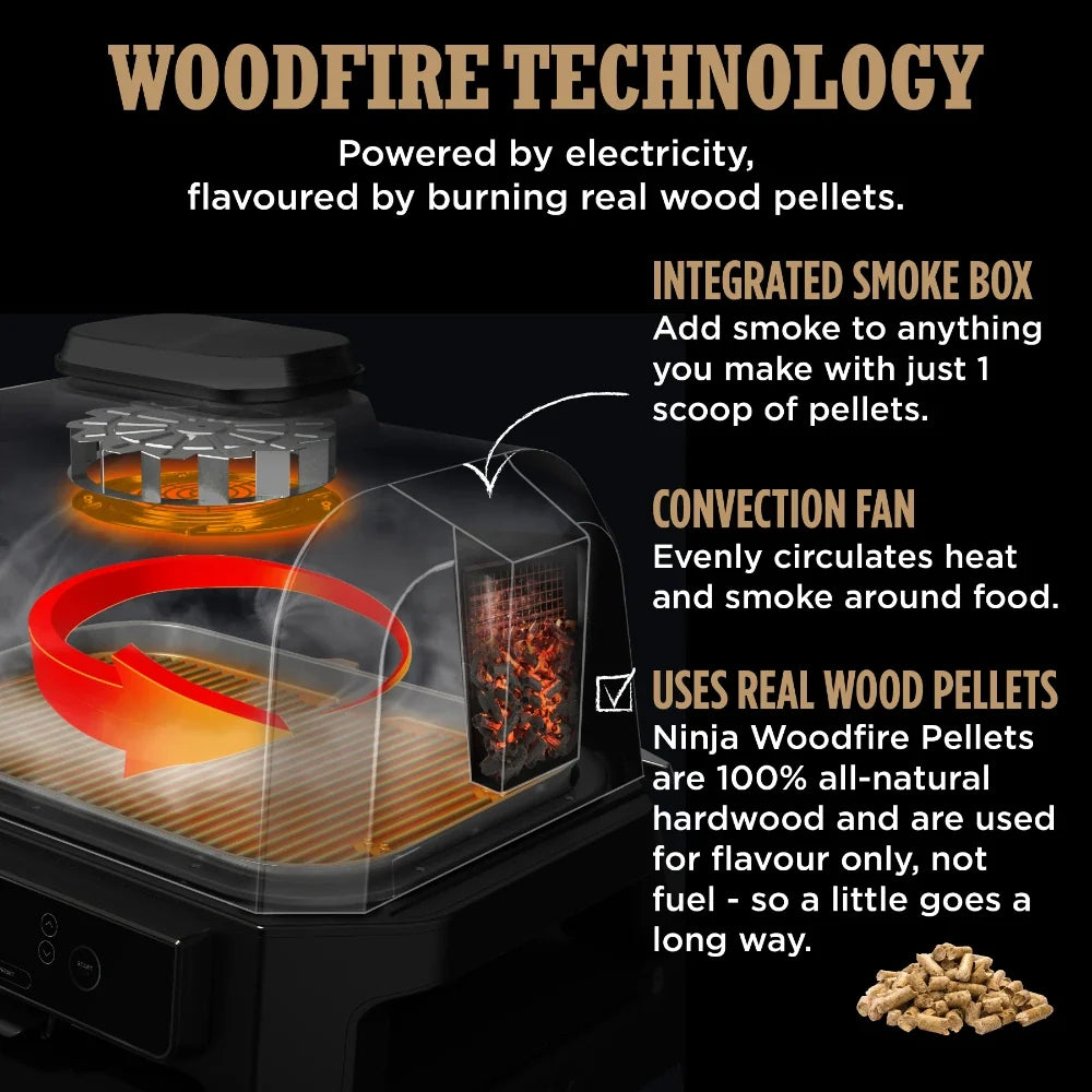 Ninja Woodfire Pro XL Electric BBQ Grill & Smoker | OG850UK