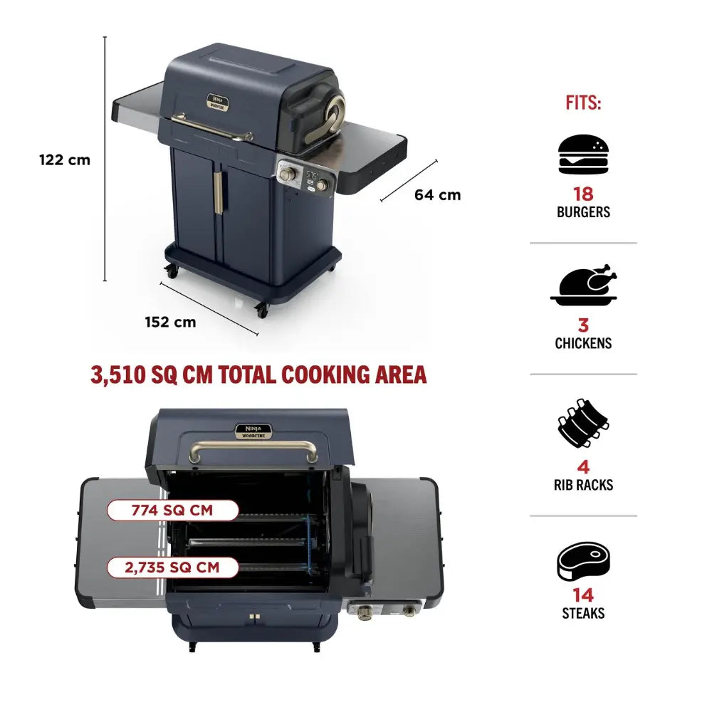 Ninja FlexFlame Gas BBQ and Outdoor Cooking System - Blue | PG301UKBL